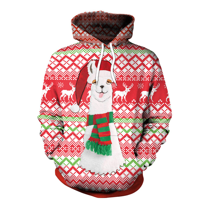 Ugly Christmas Women's Loose Versatile Hooded Creative Digital Printed Sweater Performance Dress