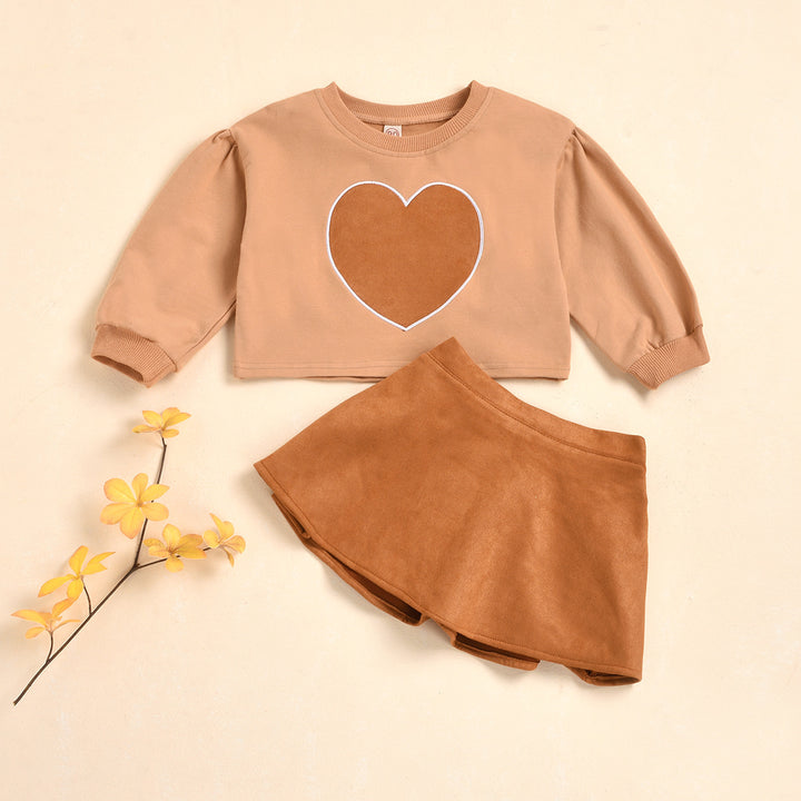 Pastoral Style Love Embroidery Loose Sweater Set