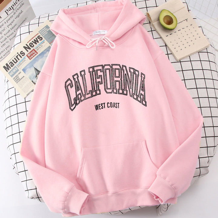 Couples European And American Solid Color Letter Print Sports Hoodie