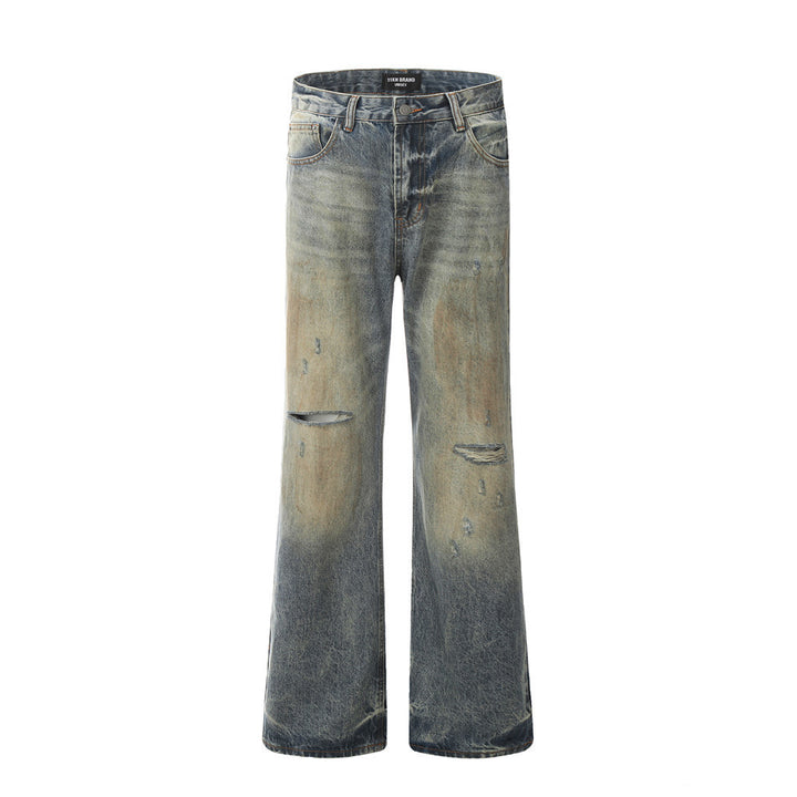 Waste Soil Punk Make Old Ripped Denim Dirty Pants Men