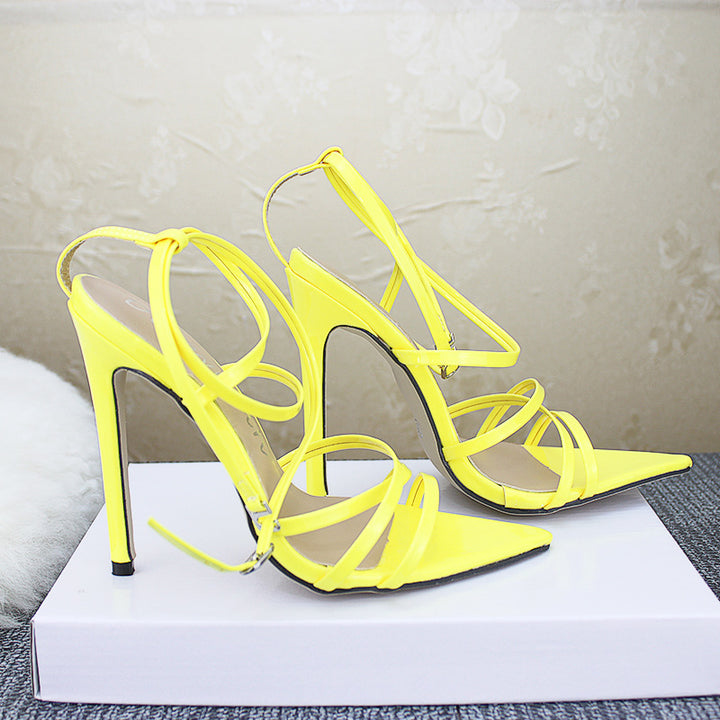 Stiletto heels with pointed Toe CrIss Cross Straps