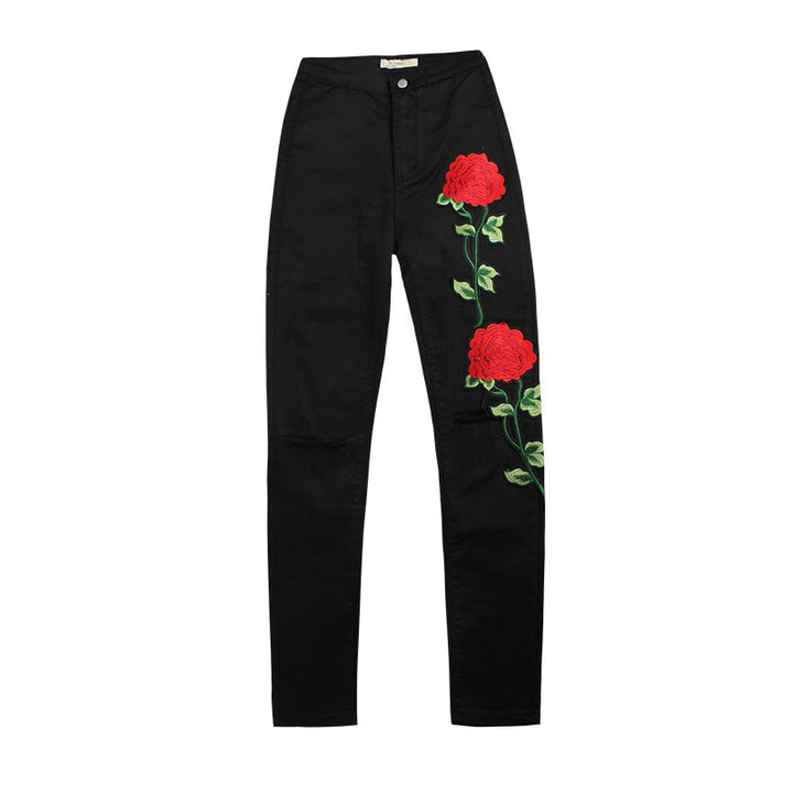 Women's 3D Embroidery Skinny Jeans