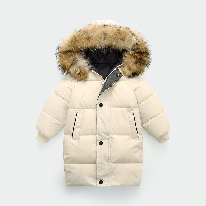 Big Fur Collar Mid-length Medium And Large Children's Clothing Thick Winter Wear Coat