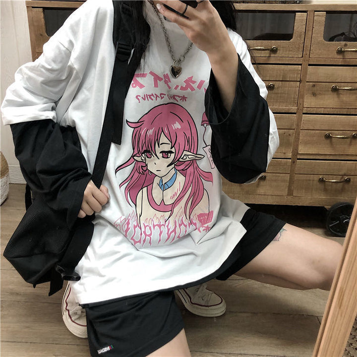 Printed fake two long sleeve T-shirts