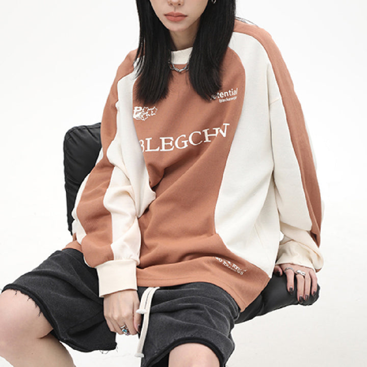 Slim Panel Loose Round Neck Sweater