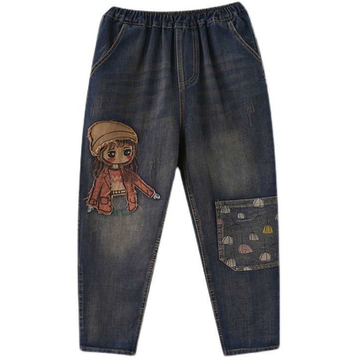 Cartoon Embroidered Jeans - Women’s Trendy Jeans - Shop Swazeyfit