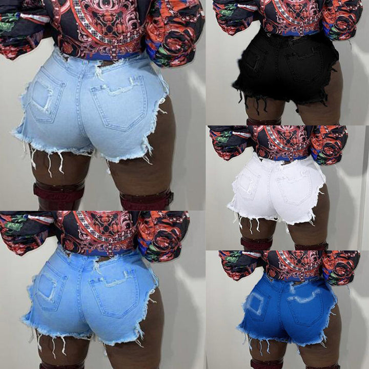 Women's Denim Shorts - Ripped Denim Shorts - Shop Swazeyfit