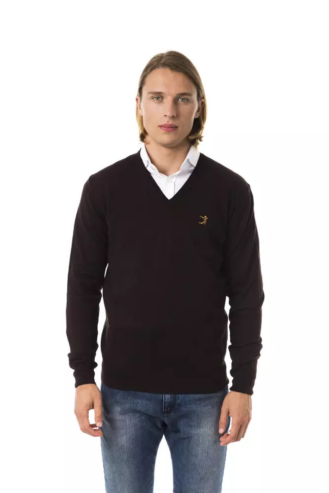 Uominitaliani Brown Merino Wool Men Sweater