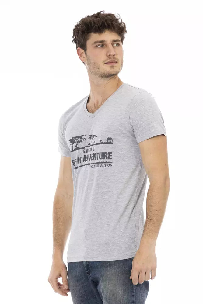 Trussardi Action Gray Cotton Men T-Shirt