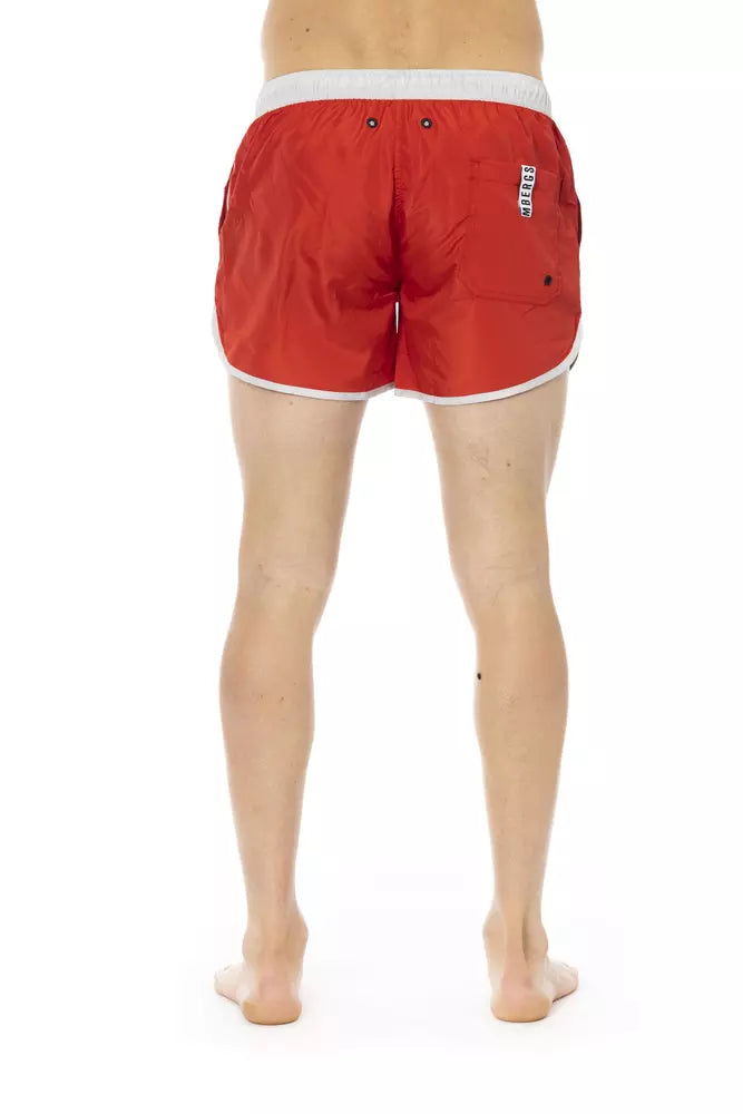 Bikkembergs Red Polyester Men Swim Shorts