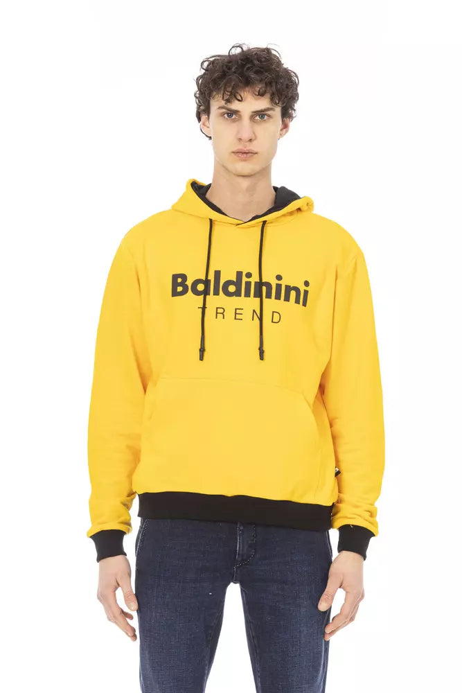 Baldinini Trend "Yellow Cotton Men Sweater with Hood"