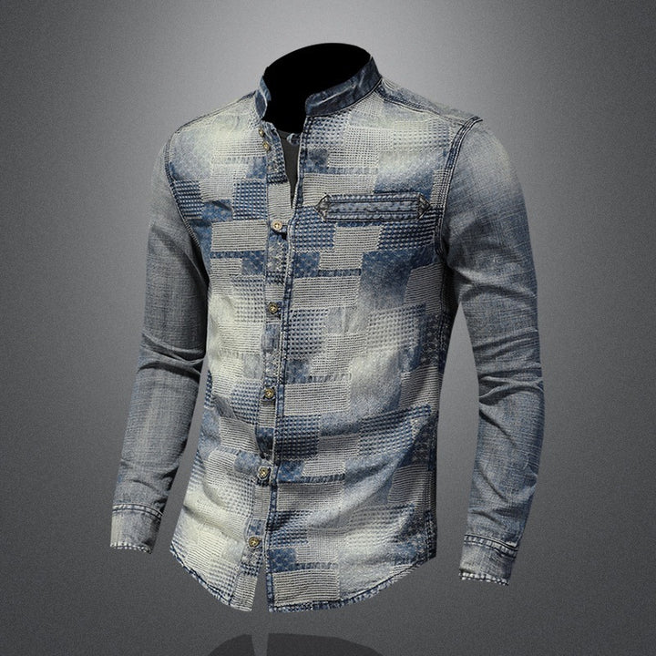 Retro Color Patch Denim Shirt - Punk Style Shirt - Shop Swazeyfit