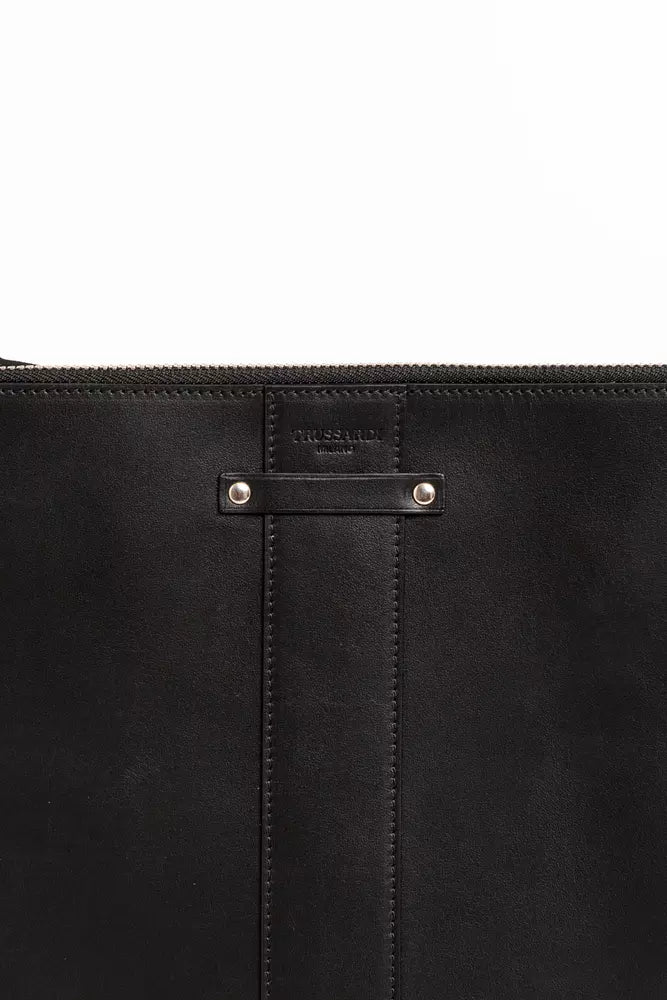 Trussardi Black Leather Men Wallet