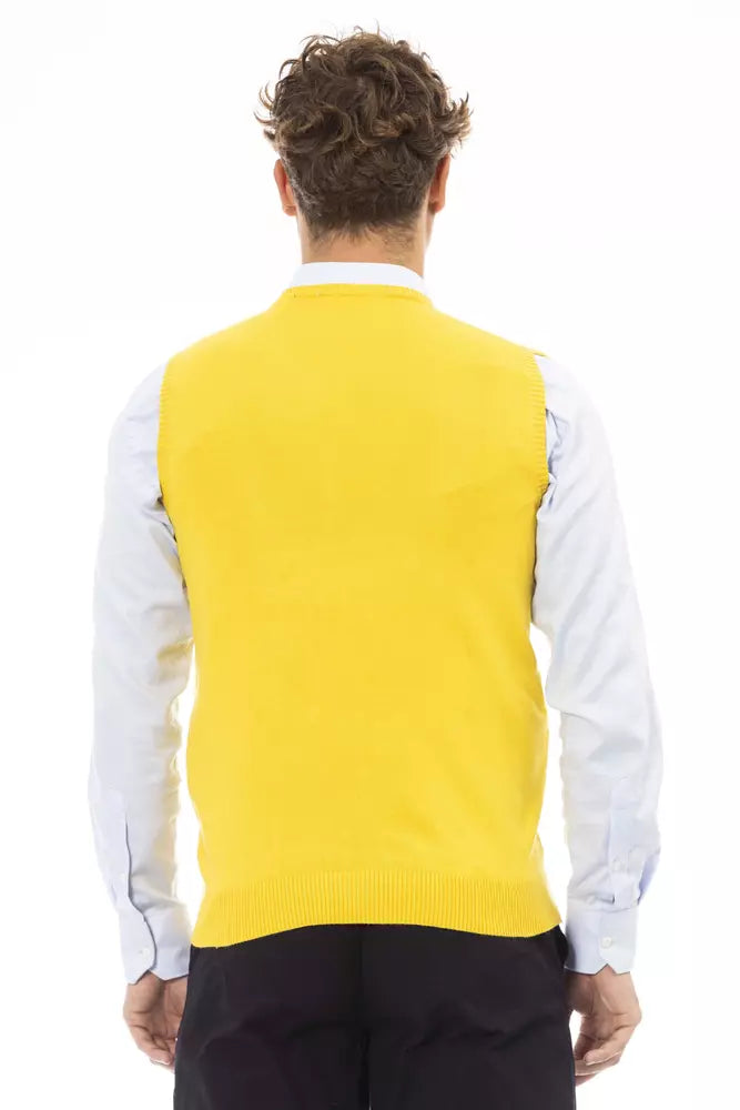 Alpha Studio Yellow Viscose Men Vest