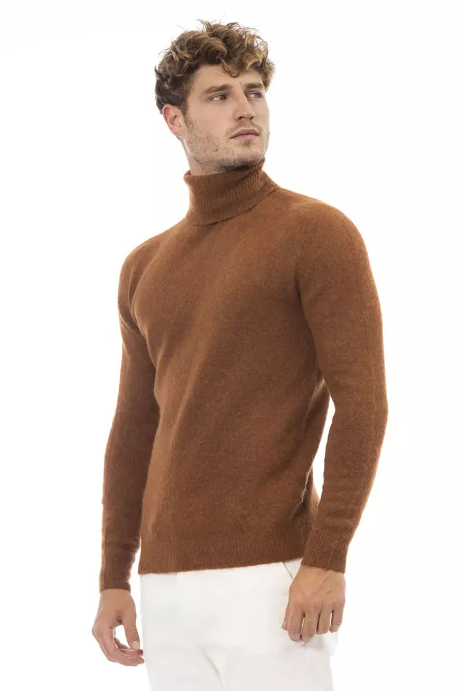 Alpha Studio Brown Alpaca Men Sweater