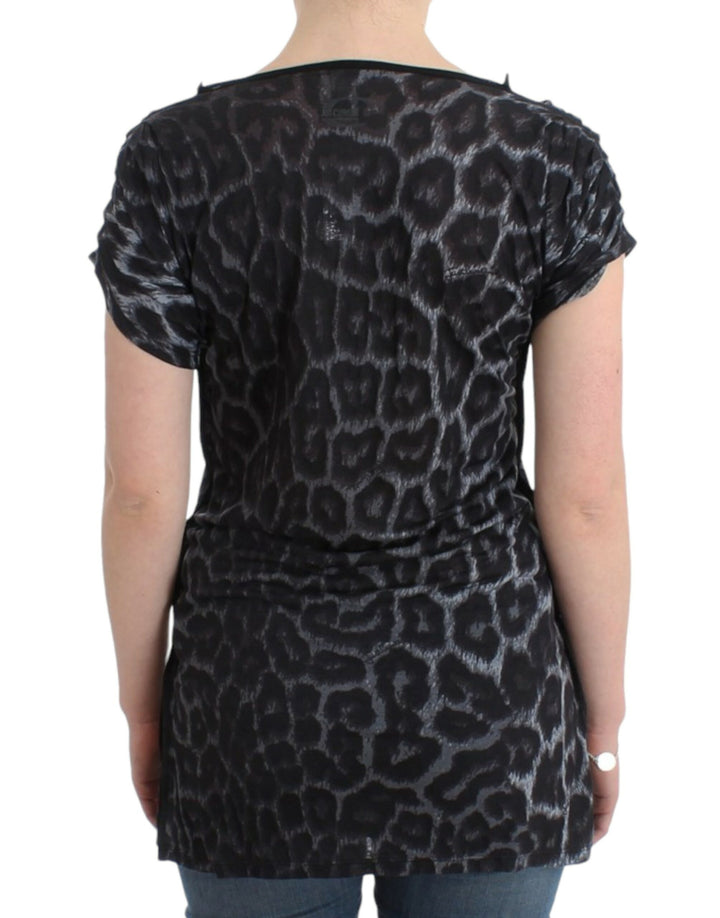 Cavalli Sultry Leopard V-Neck Modal Top