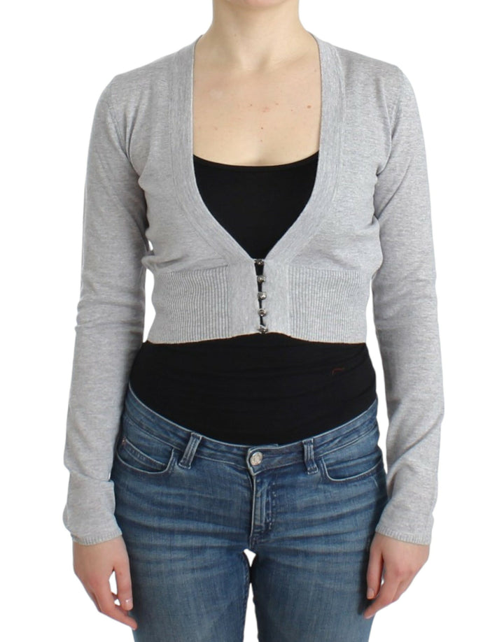 Cavalli Cropped Virgin Wool Cardigan in Chic Gray