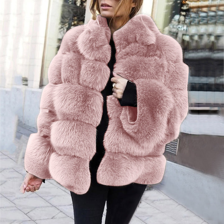 Faux fur stitching women's jacket