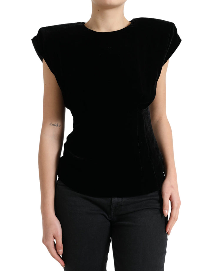 Dolce & Gabbana Velvet Exaggerated Shoulder Top