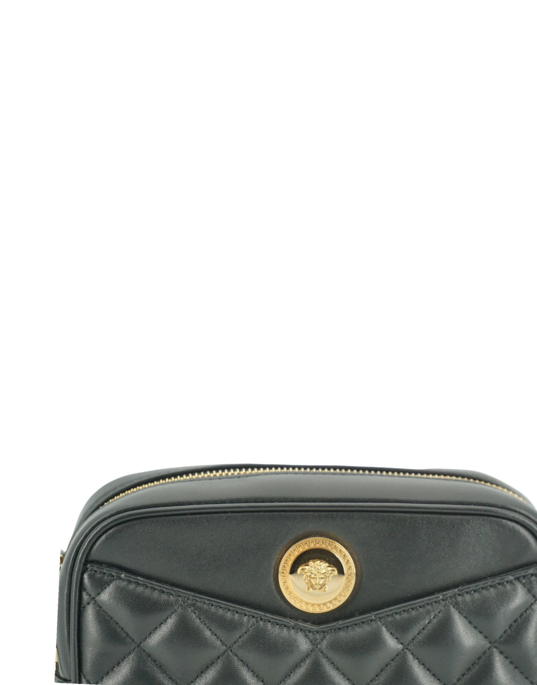 Versace Elegant Small Black Leather Crossbody Bag