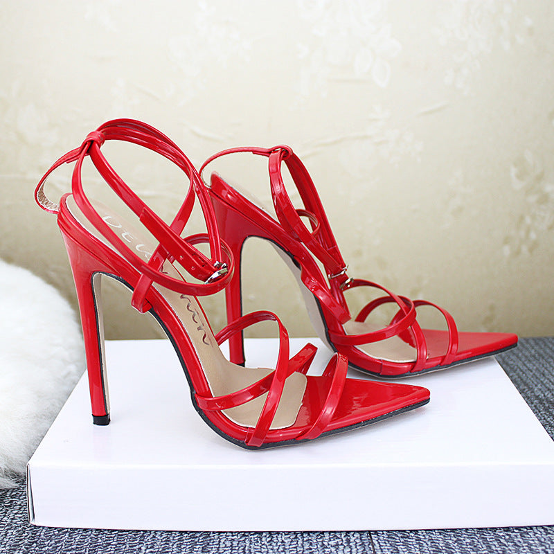 Stiletto heels with pointed Toe CrIss Cross Straps