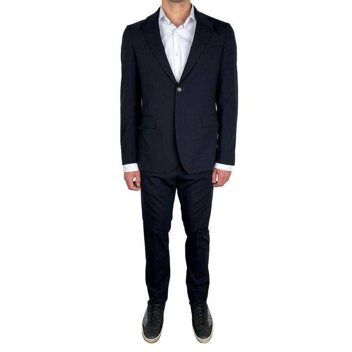 Aquascutum Blue Wool Mens Single-Breasted Suit