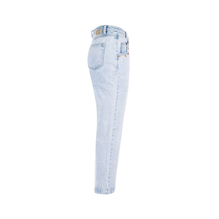 Yes Zee Light Blue Cotton Women High-Waisted Jeans