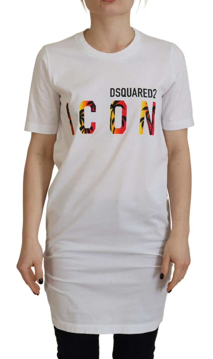 Dsquared² White Cotton Icon Logo Print Crewneck T-shirt