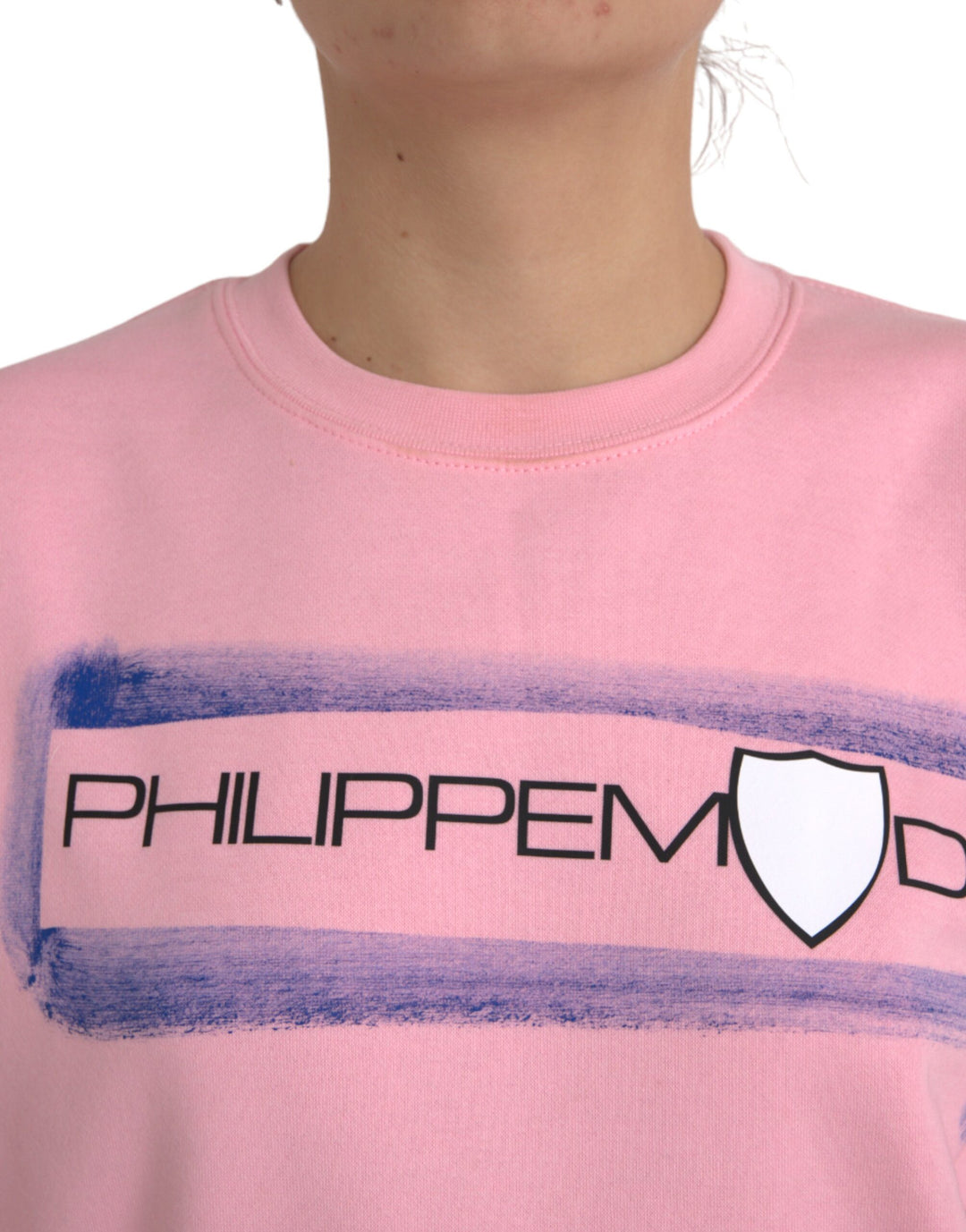 Philippe Model Pink Cotton Logo Print Long Sleeves Pullover Sweater