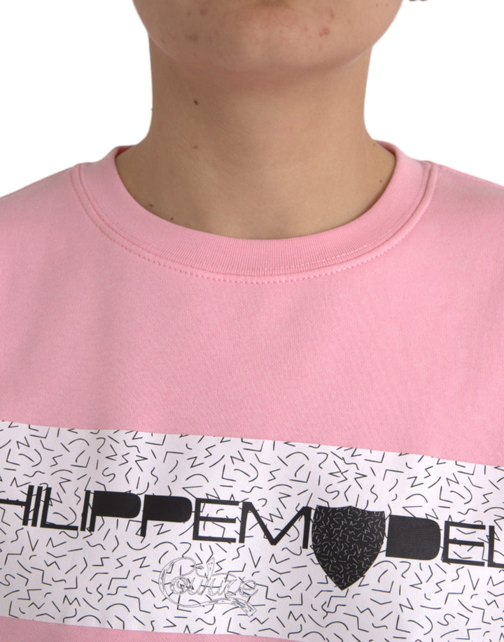 Philippe Model Pink Cotton Logo Long Sleeves Pullover Sweater