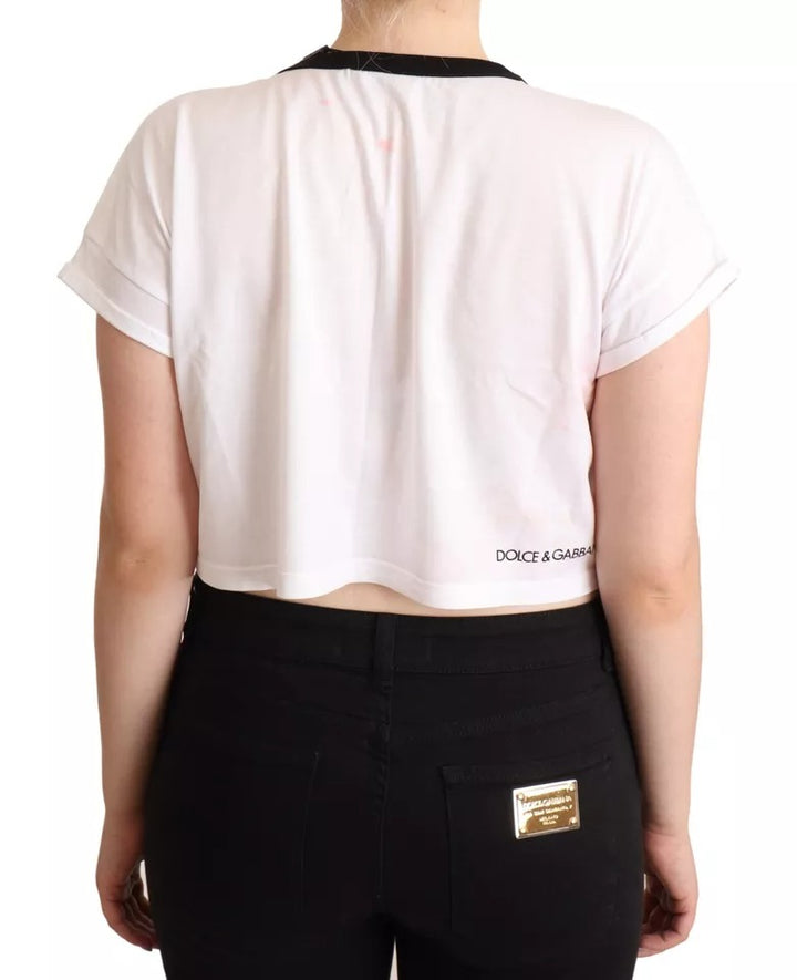 Dolce & Gabbana White Forgot Print Short Sleeves Crop T-shirt