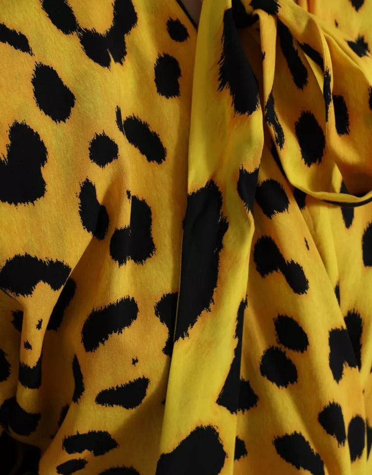 Dolce & Gabbana Yellow Leopard Print Long Sleeves Top Blouse