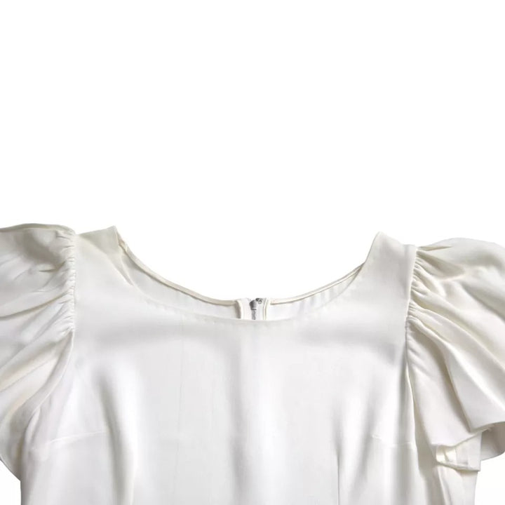 Dolce & Gabbana White Viscose Round Neck Short Sleeves Top