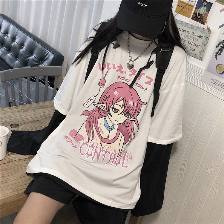 Printed fake two long sleeve T-shirts