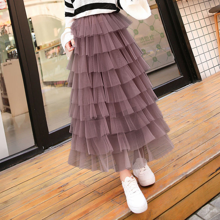 Women's Gauze Skirt New Mid-length Heavy Industry Net Yarn Skirt