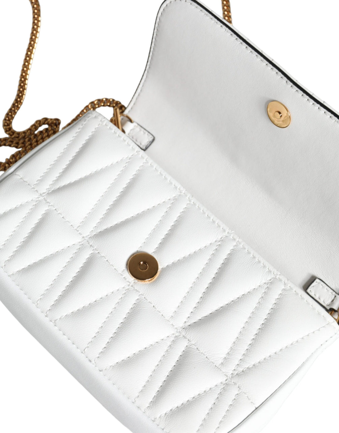 Versace White Quilted Nappa Leather Crossbody Shoulder Bag