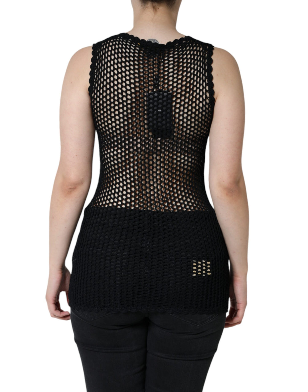 Dolce & Gabbana Black Mesh See Through Sleeveless Tank Top