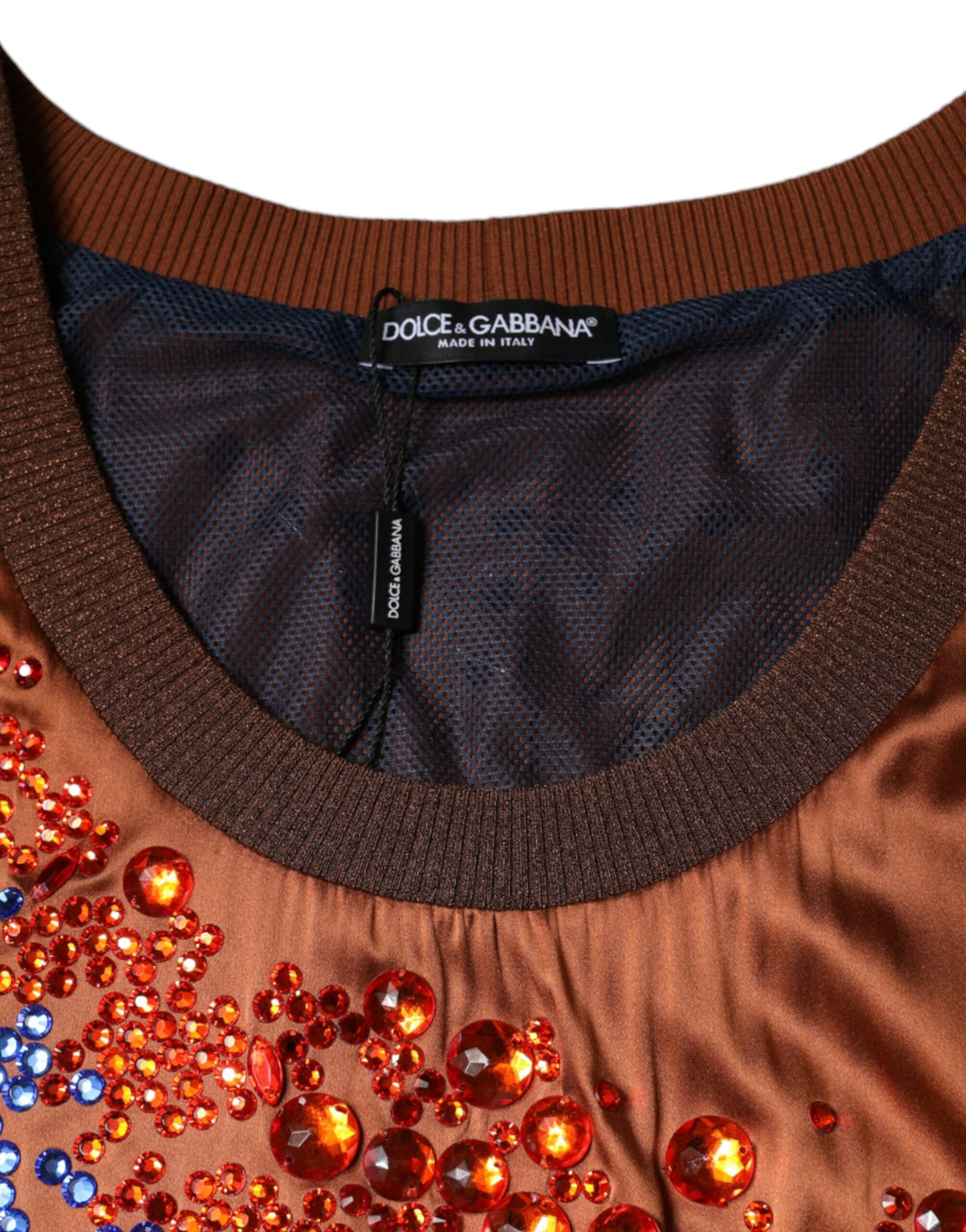 Dolce & Gabbana Brown Crystal Embellished Sleeveless Tank Top