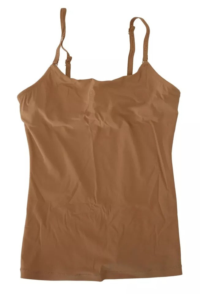 Dolce & Gabbana Brown Nylon Stretch Sleeveless Top Underwear