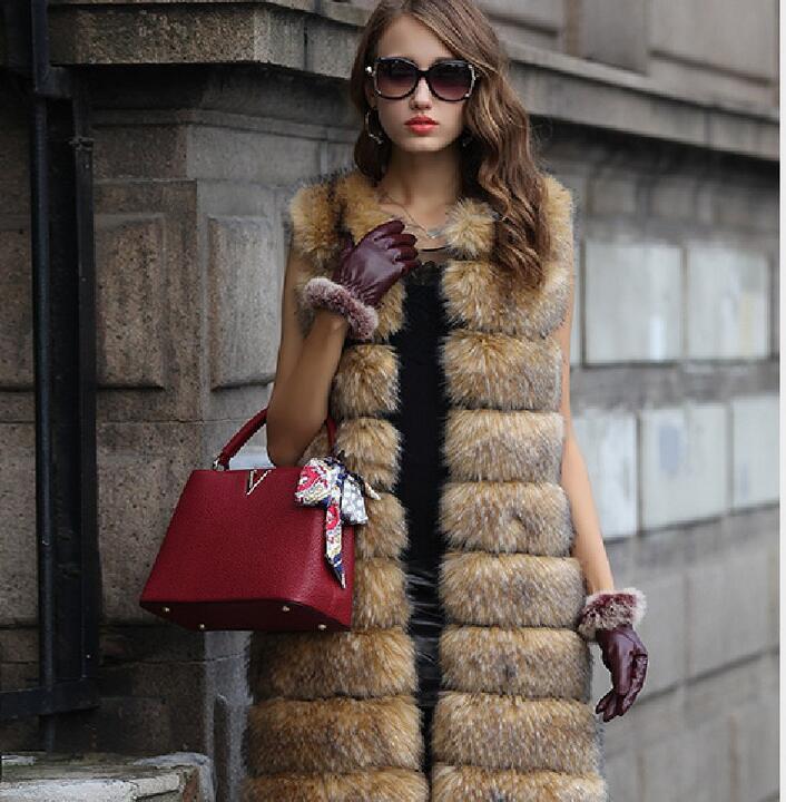 Ladies Faux Fox Fur Vest Slim Jacket