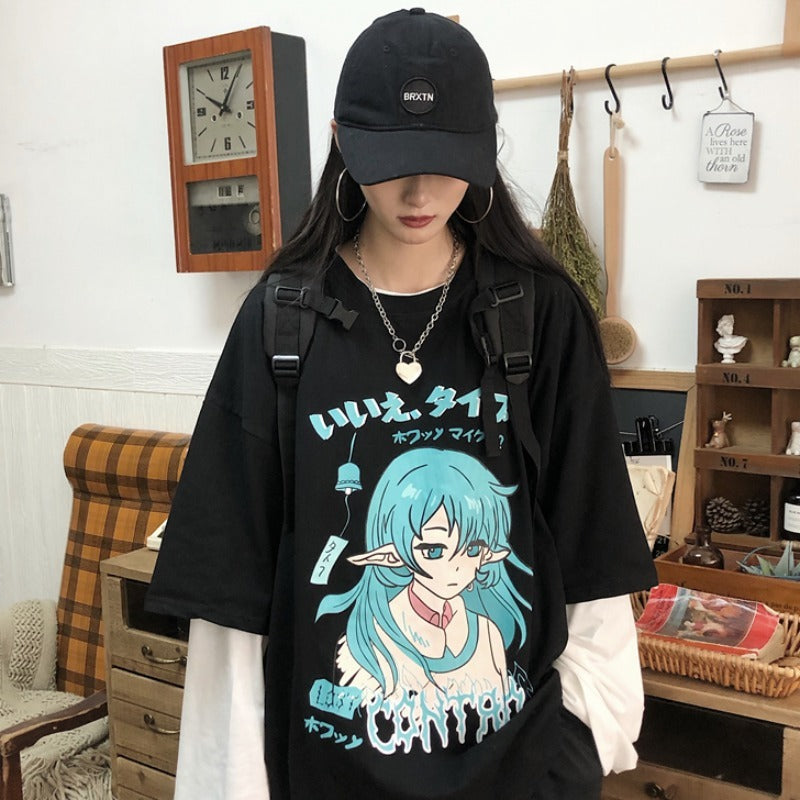 Printed fake two long sleeve T-shirts