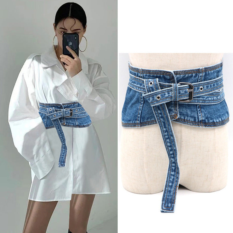 Fashion Decorative Shirt Denim Waist Girdle Women