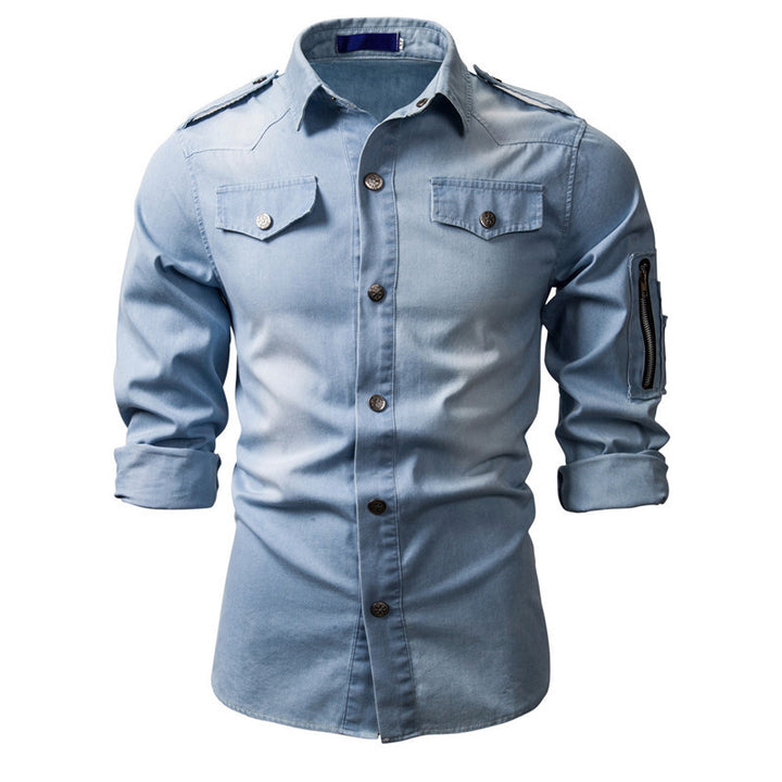 Washed Denim Shirt - Long Sleeve Casual Wear - Shop Swazeyfit