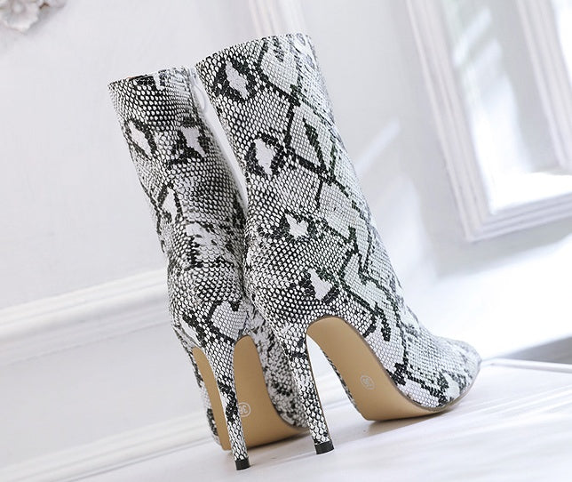 Single-inspired knight boots sexy stiletto serpentine pointed female boots