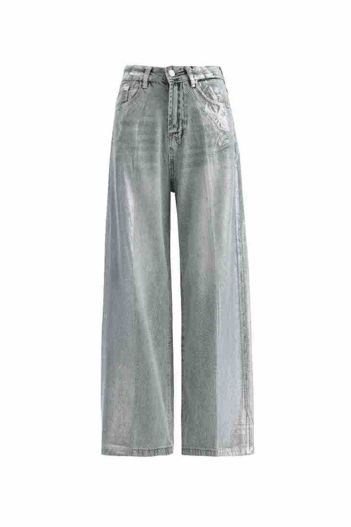 European And American Fashion Retro Hot Silver Loose Jeans