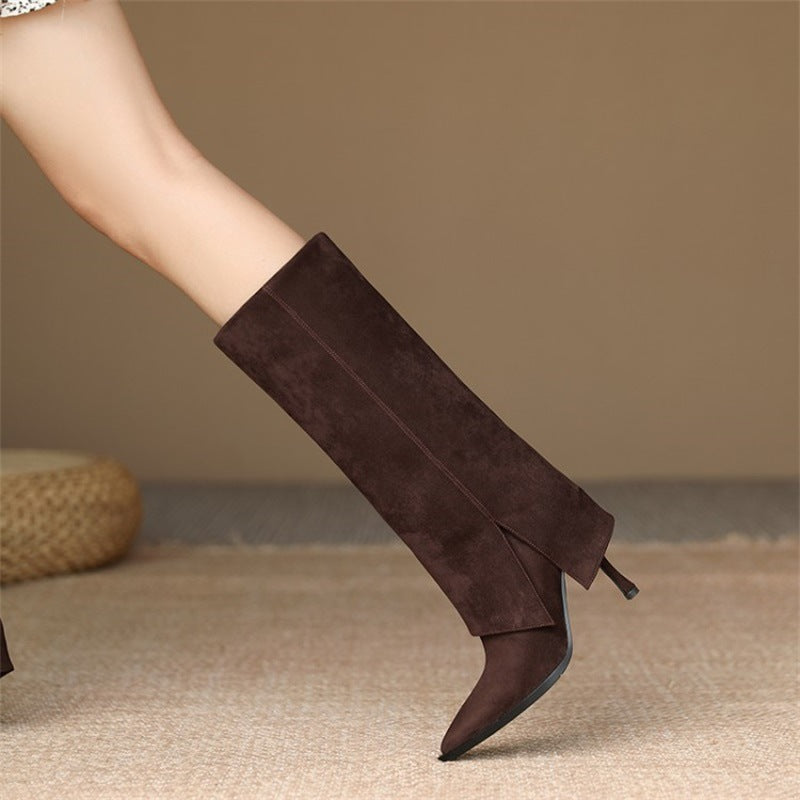 Women's Pointed Side Zipper High Stiletto Boots