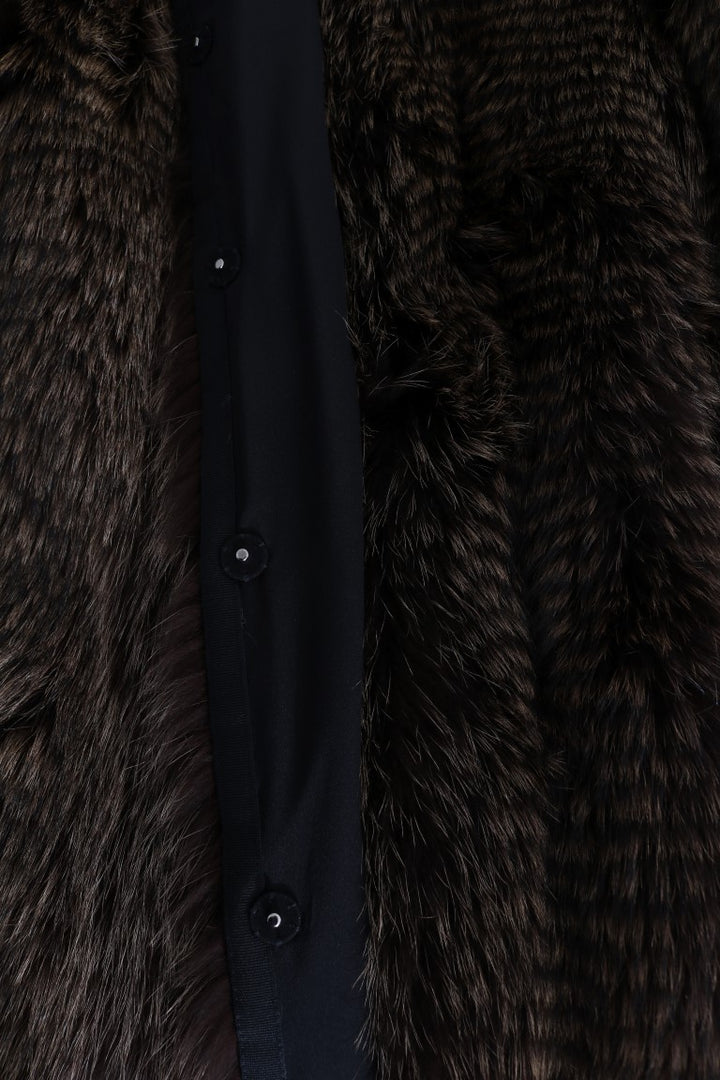 Dolce & Gabbana Elegant Brown Raccoon Fur Knee-Length Coat