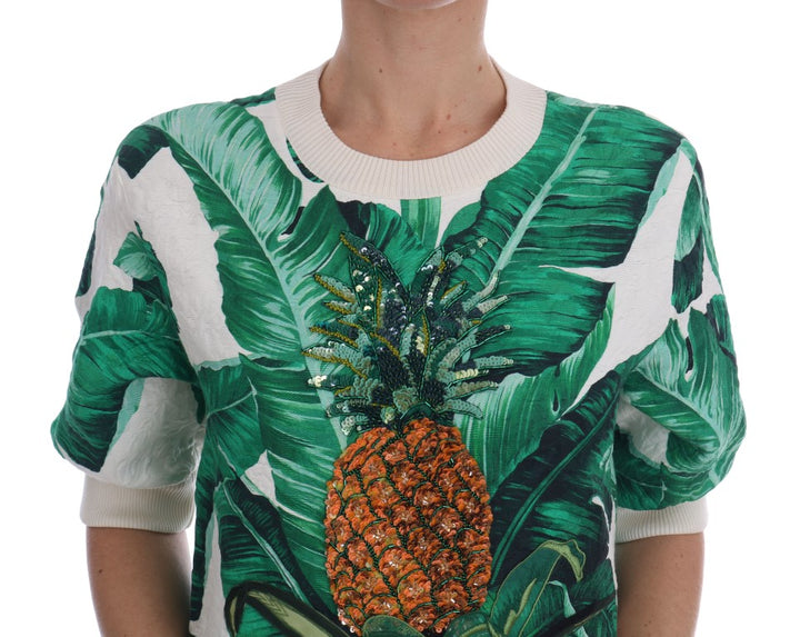 Dolce & Gabbana Tropical Sequined Sweater - Lush Greenery Edition