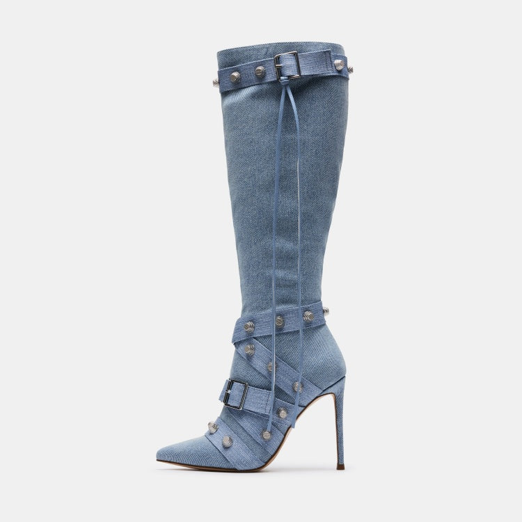 Metal Leather Boots - Stiletto Heel Boots - Shop Swazeyfit