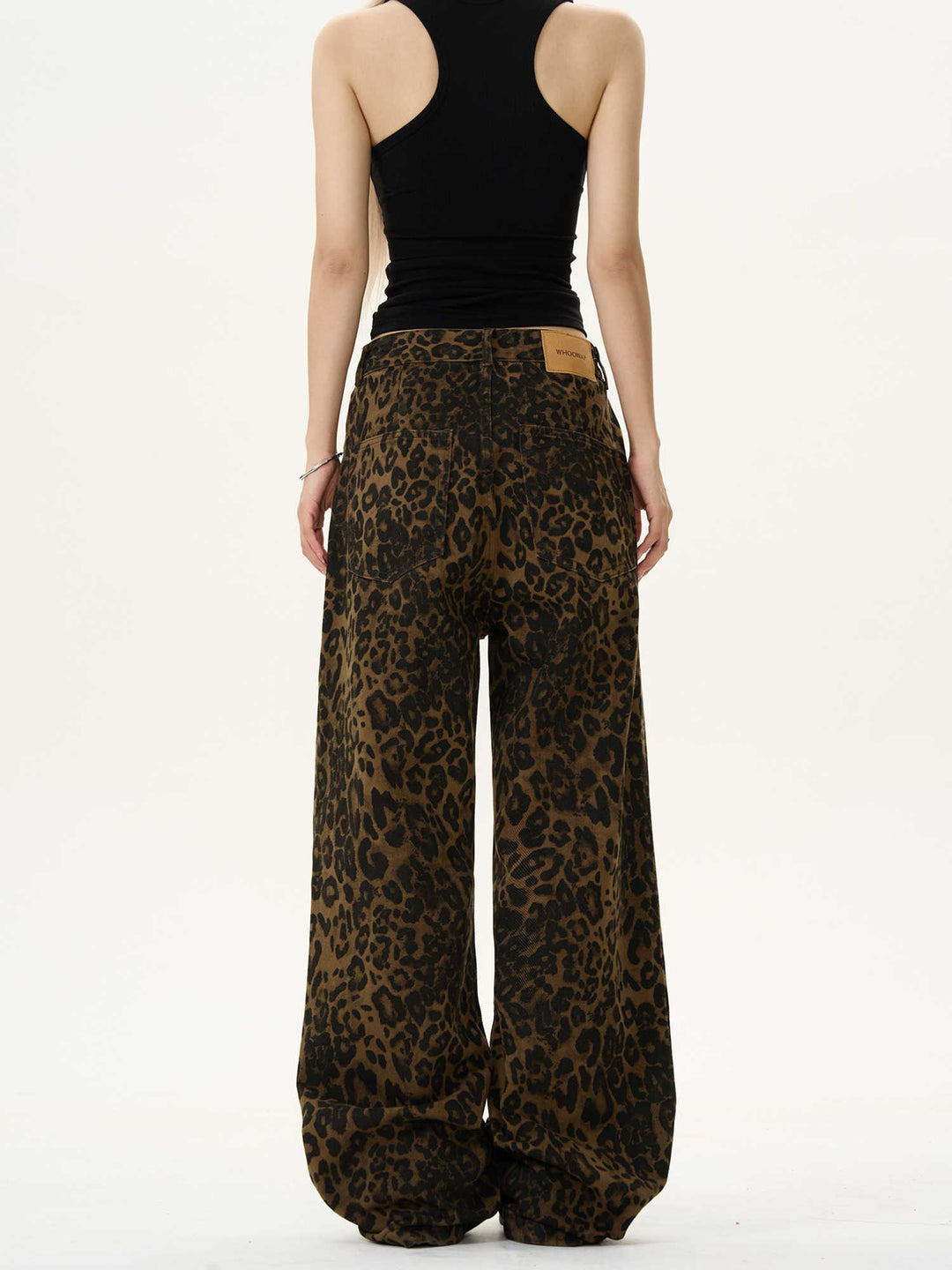 Women's Fashion Vintage Leopard Jeans